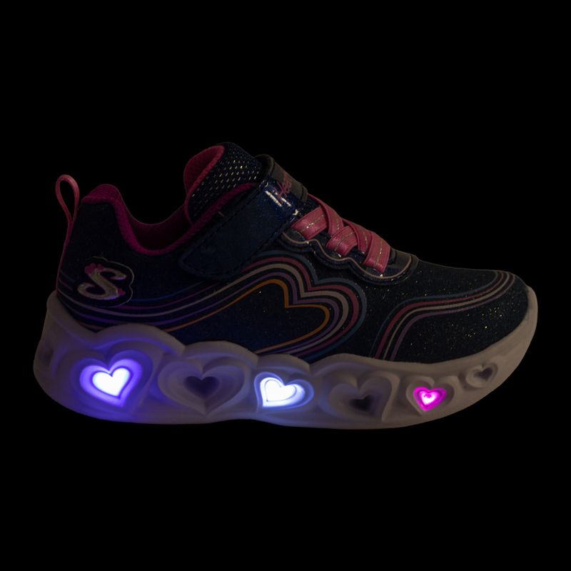 Buty dziecięce SKECHERS Heart Lights Retro Hearts navy leather/multi trim 8