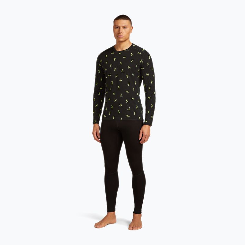 Longsleeve termoaktywny męski icebreaker Merino 200 Oasis Crewe Snow Day black/peridot/aop 2