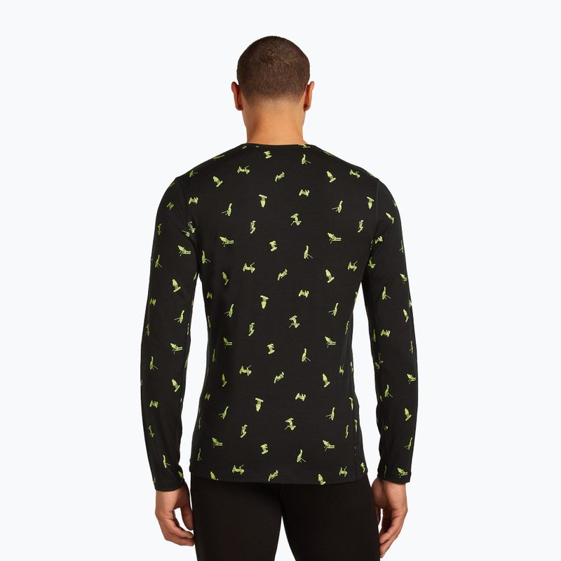Longsleeve termoaktywny męski icebreaker Merino 200 Oasis Crewe Snow Day black/peridot/aop 3