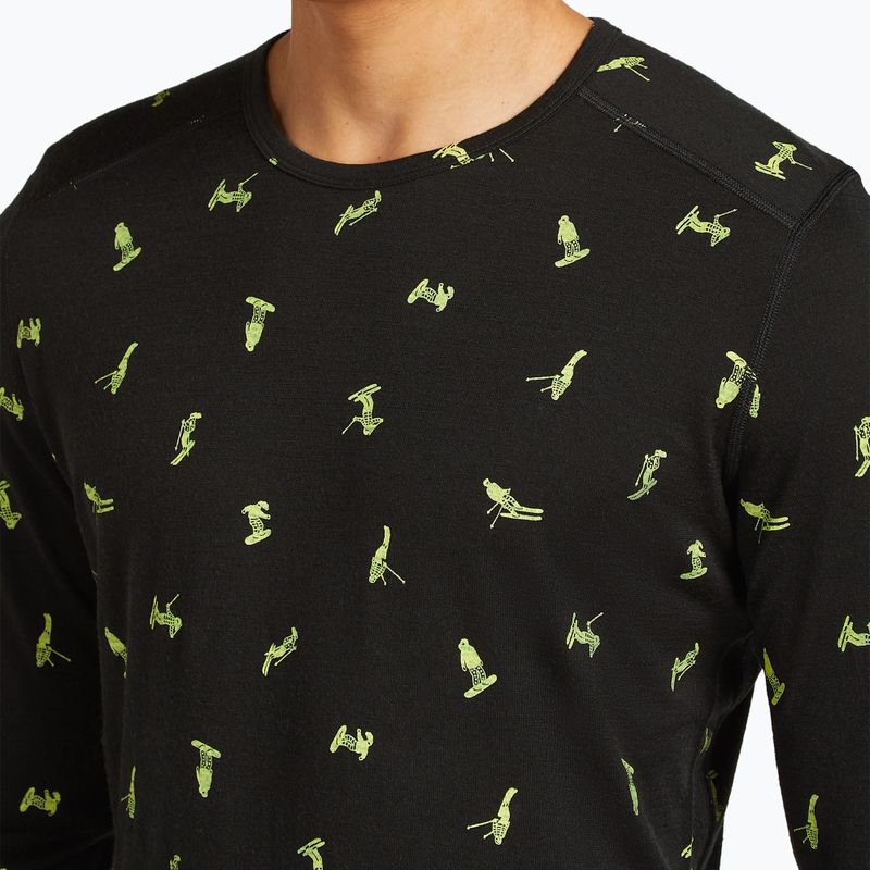 Longsleeve termoaktywny męski icebreaker Merino 200 Oasis Crewe Snow Day black/peridot/aop 6