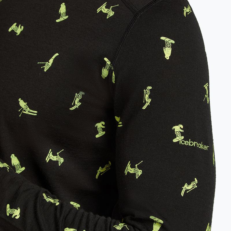 Bluza termoaktywna męska icebreaker Merino 200 Oasis Crewe Snow Day black/peridot/aop 7