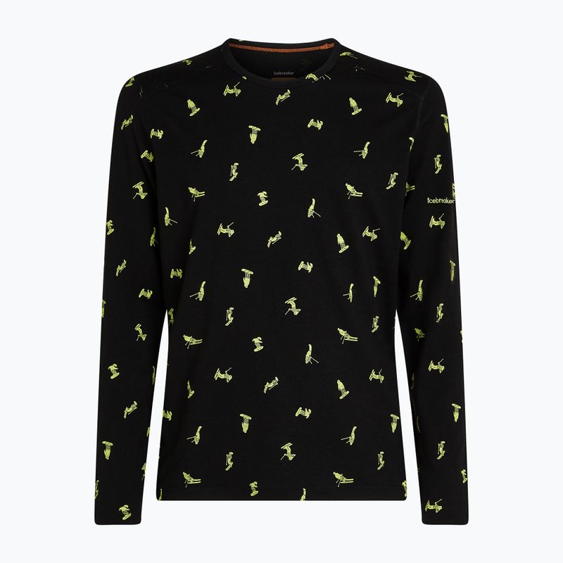Longsleeve termoaktywny męski icebreaker Merino 200 Oasis Crewe Snow Day black/peridot/aop 8