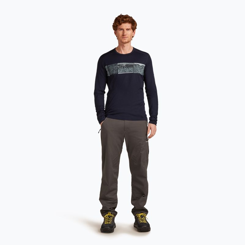 Longsleeve termoaktywny męski icebreaker Merino 200 Oasis Crewe Elevation Line midnight navy 2