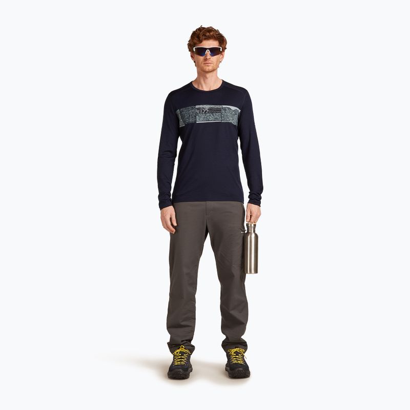 Longsleeve termoaktywny męski icebreaker Merino 200 Oasis Crewe Elevation Line midnight navy 4