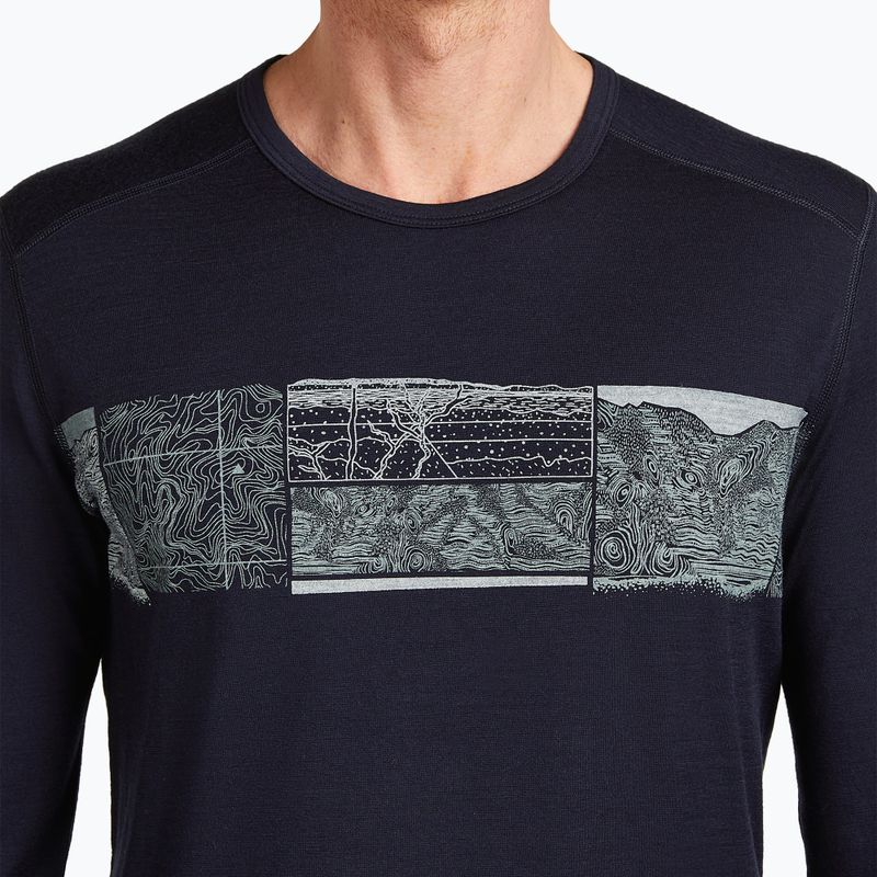 Longsleeve termoaktywny męski icebreaker Merino 200 Oasis Crewe Elevation Line midnight navy 5
