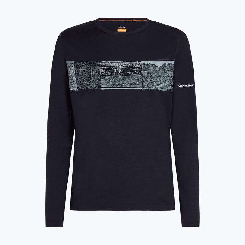 Longsleeve termoaktywny męski icebreaker Merino 200 Oasis Crewe Elevation Line midnight navy 7