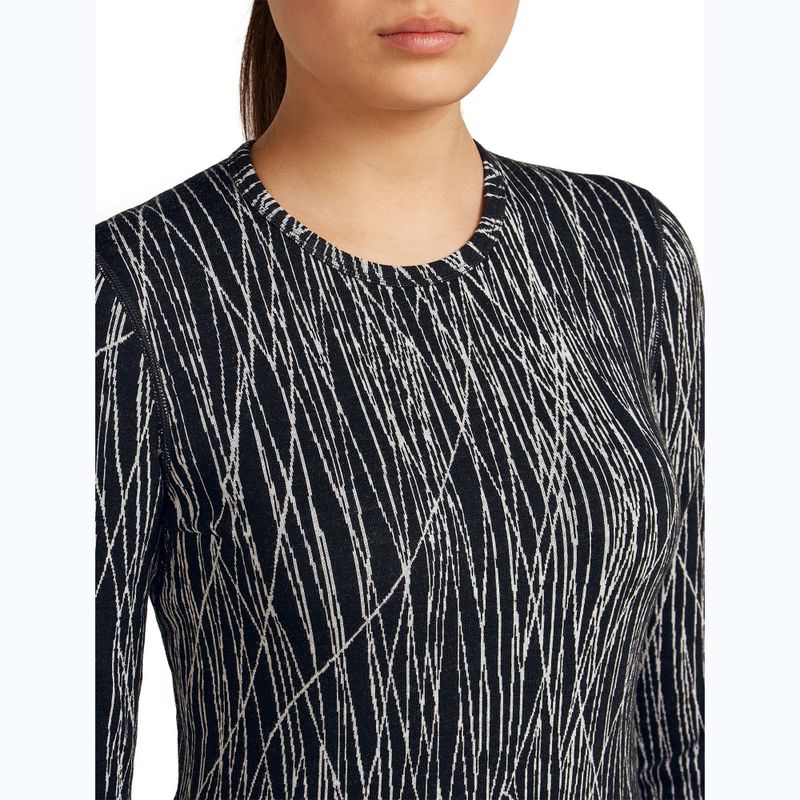 Longsleeve trekkingowy damski icebreaker Merino 260 Tech Vertex Crewe Delta Lines AOP black/snow/j 5