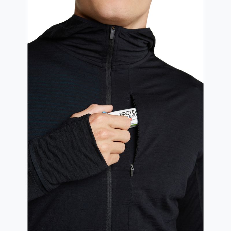 Bluza trekkingowa męska Icebreaker Merino 200 Realfleece Descender Half Zip Hoodie black 7