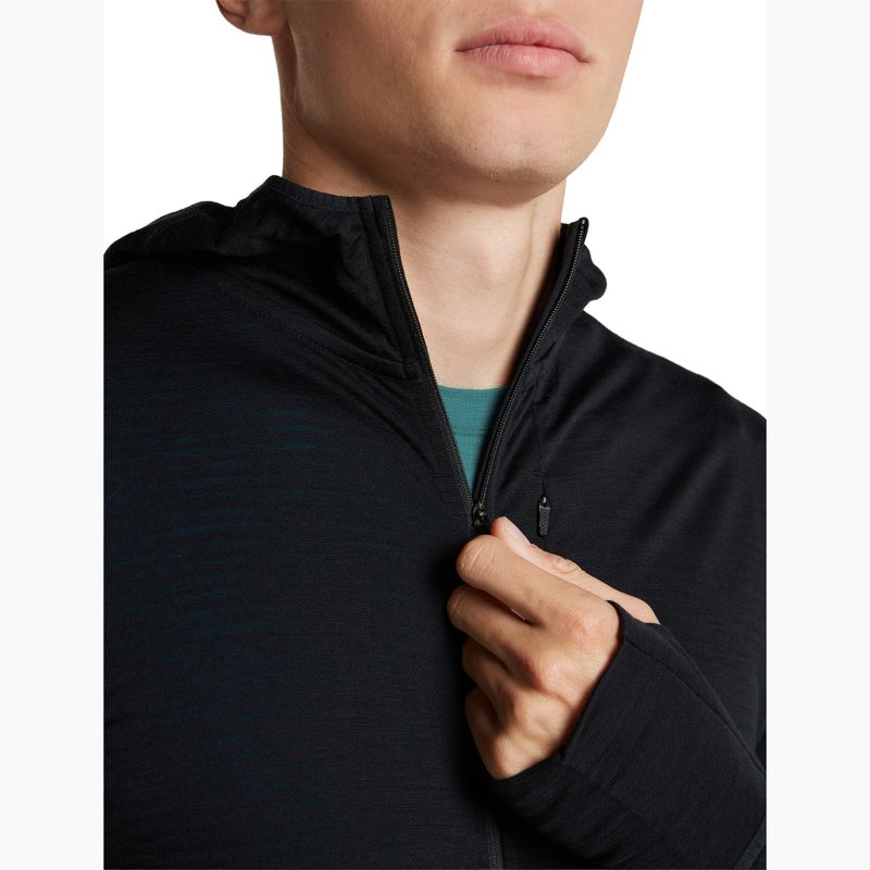 Bluza trekkingowa męska Icebreaker Merino 200 Realfleece Descender Half Zip Hoodie black 8
