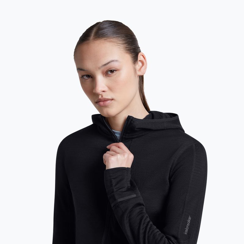 Bluza trekkingowa damska Icebreaker Merino 200 Realfleece Descender Half Zip Hoodie black 7