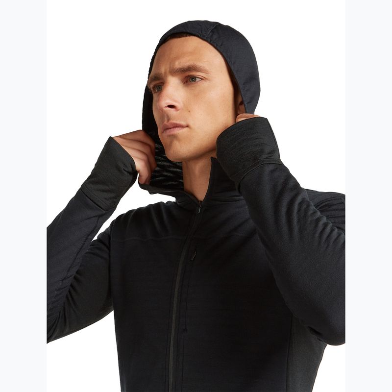 Bluza trekkingowa męska Icebreaker Merino 300 Realfleece Descender Zip Hoodie black 6