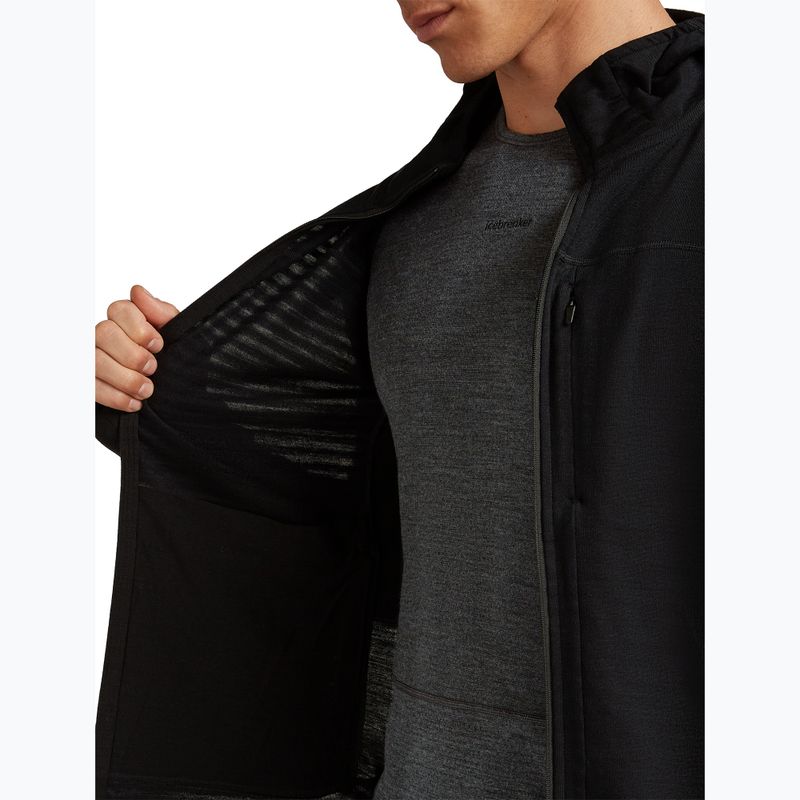 Bluza trekkingowa męska Icebreaker Merino 300 Realfleece Descender Zip Hoodie black 7
