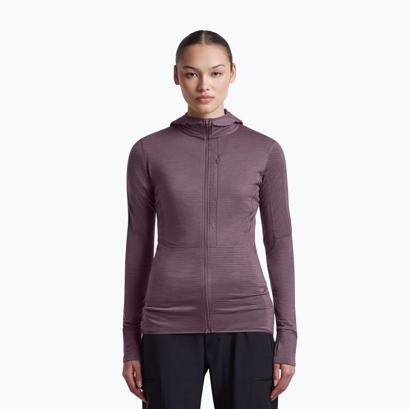 Bluza trekkingowa damska Icebreaker Merino 200 Realfleece Descender Half Zip Hoodie grey plum