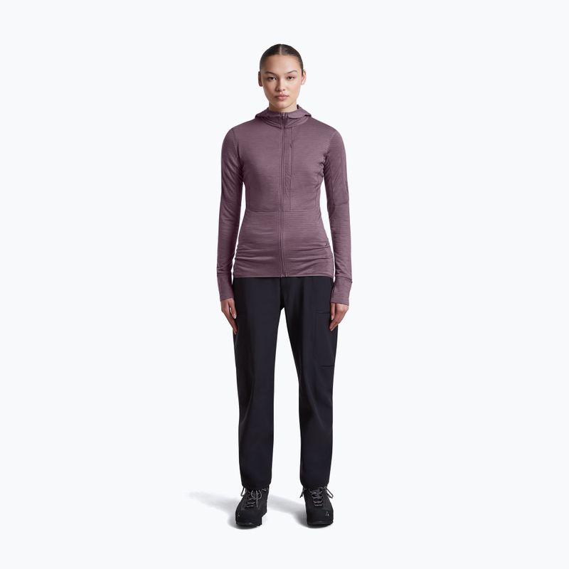 Bluza trekkingowa damska Icebreaker Merino 200 Realfleece Descender Half Zip Hoodie grey plum 4