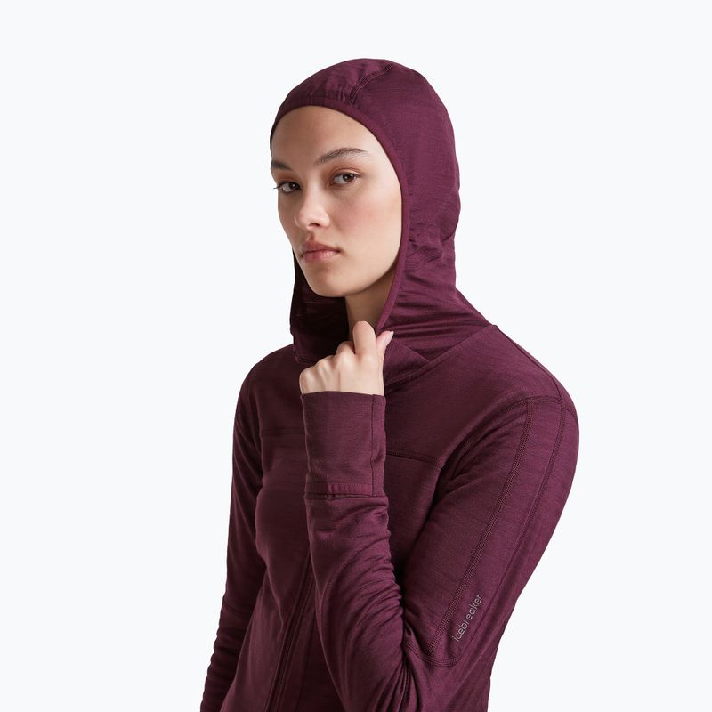 Bluza trekkingowa damska Icebreaker Merino 300 Realfleece Descender Zip Hoodie dark berry 5