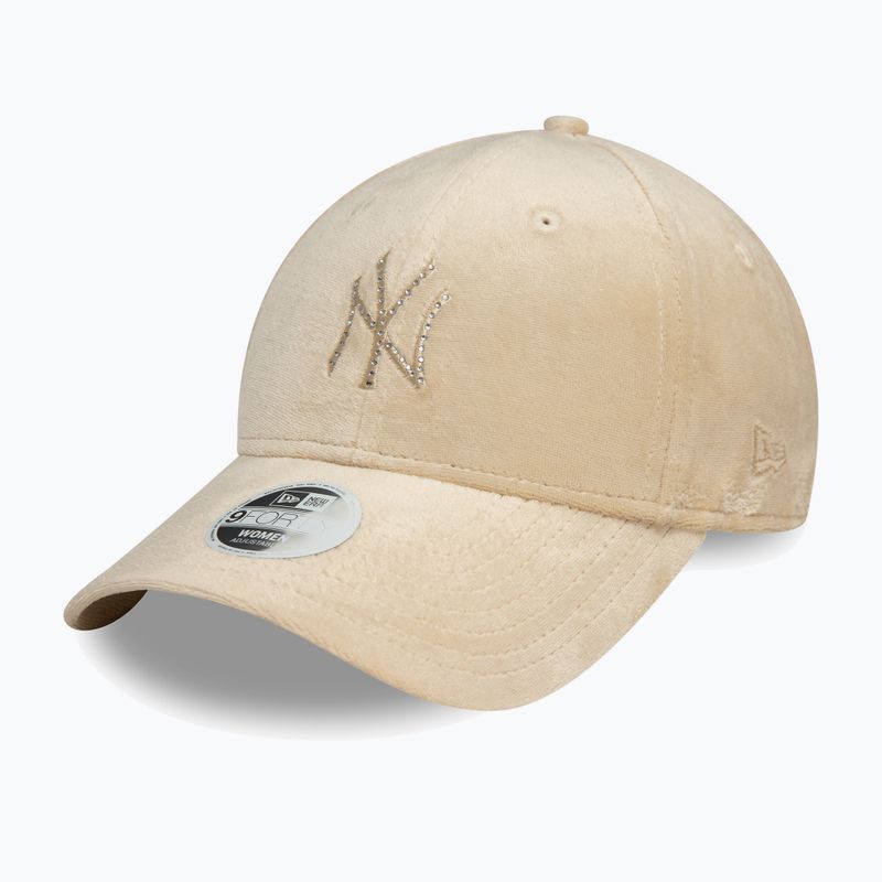 Czapka z daszkiem damska New Era Diamante Velour 9Forty New York Yankees light beige 3