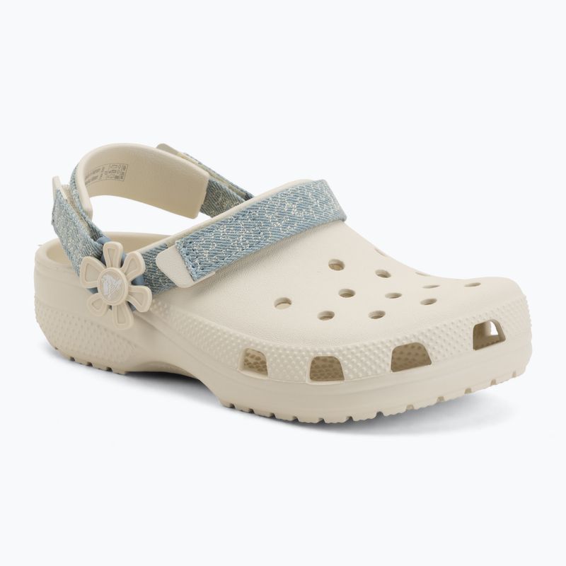 Klapki dziecięce Crocs Classic Denim Flower Adjutment Backstrap summit white 2
