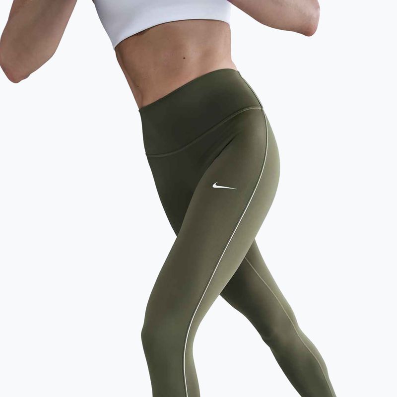 Legginsy damskie Nike One High-Waisted medium olive/white 3