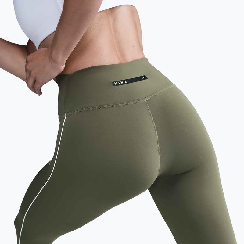 Legginsy damskie Nike One High-Waisted medium olive/white 4