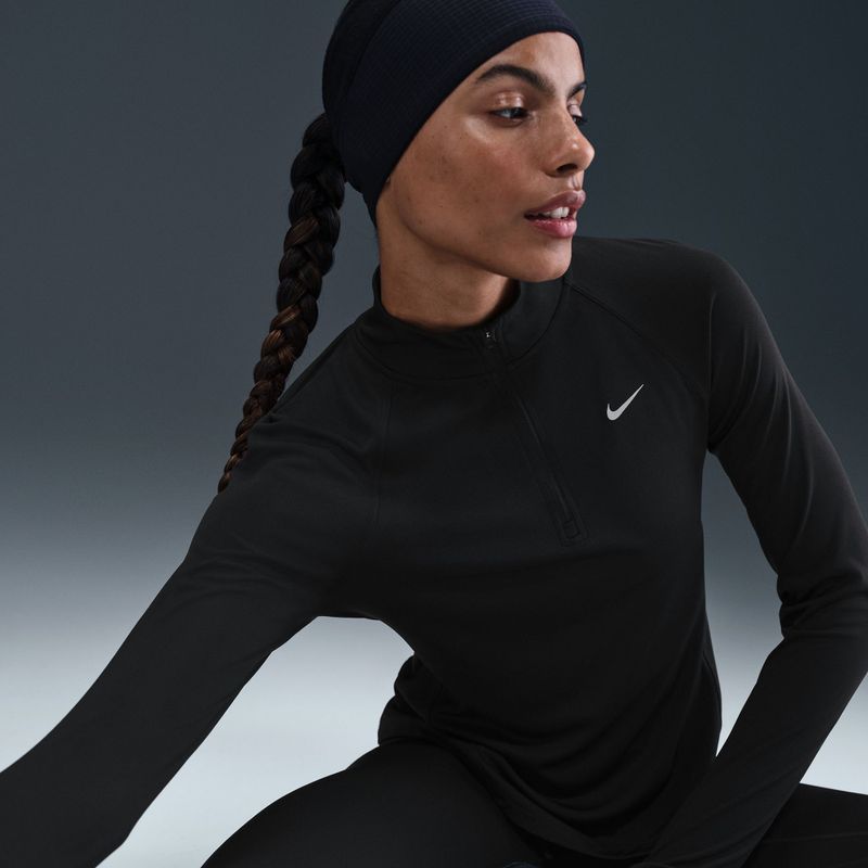 Longsleeve do biegania damski Nike Tempo Swoosh Run Dri-Fit 1/4-Zip black/white 4