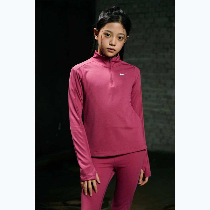 Longsleeve treningowy dziecięcy Nike Dri-Fit 1/4 Zip sweet beet/white 11