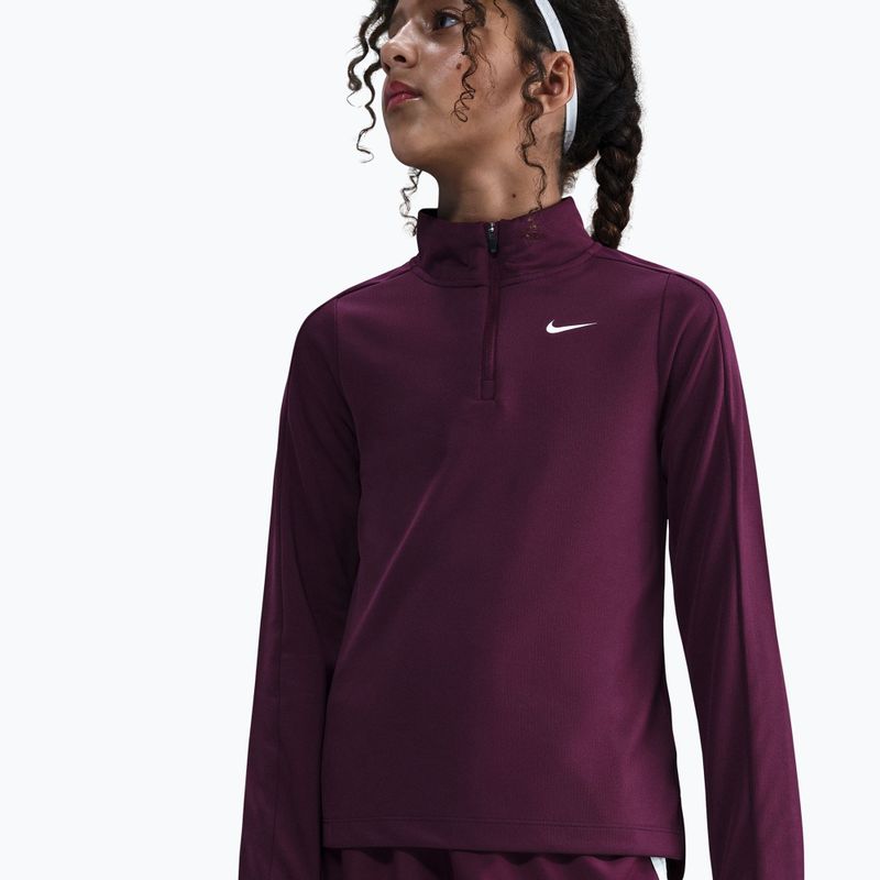 Longsleeve treningowy dziecięcy Nike Dri-Fit 1/4 Zip bordeaux/white 4