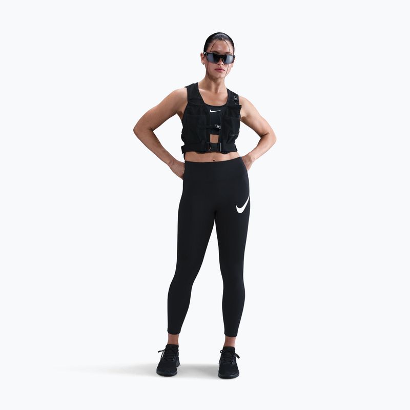 Legginsy do biegania damskie Nike Tempo Swoosh Run High-Waisted 7/8 black/white 2