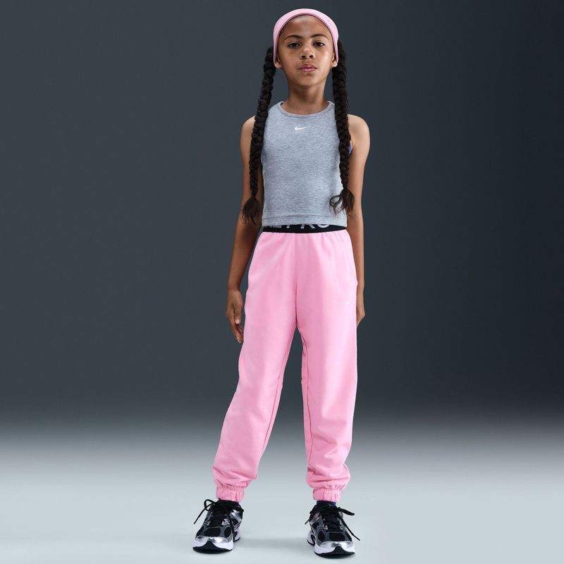 Spodnie dziecięce Nike Pro Fleece Dri-Fit med soft pink/med soft pink/black/white 7