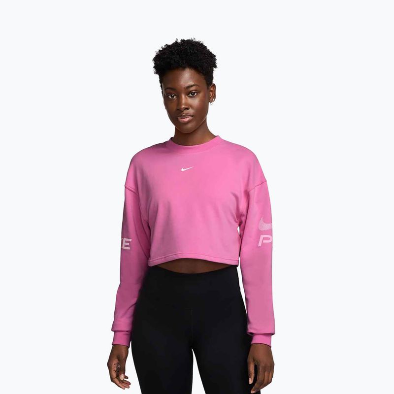 Bluza treningowa damska Nike Pro Dri-Fit Loose Crew-Neck playful pink/pink foam/white