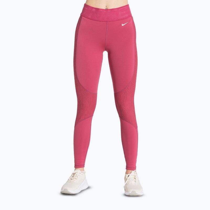 Legginsy treningowe damskie Nike Pro High-Waisted sweet beet/white