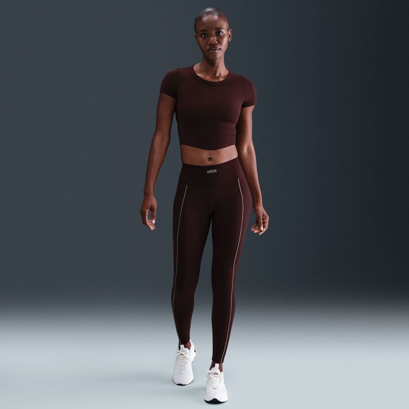 Legginsy damskie Nike One High-Waisted burgundy crush 8
