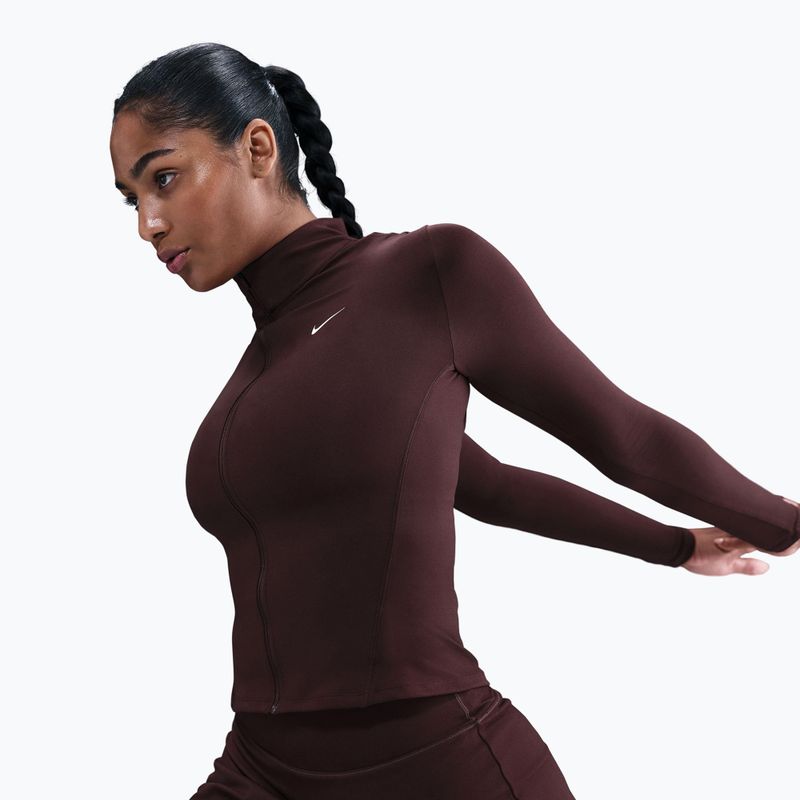Bluza treningowa damska Nike One Fitted Dri-Fit Full-Zip burgundy crush/white 4