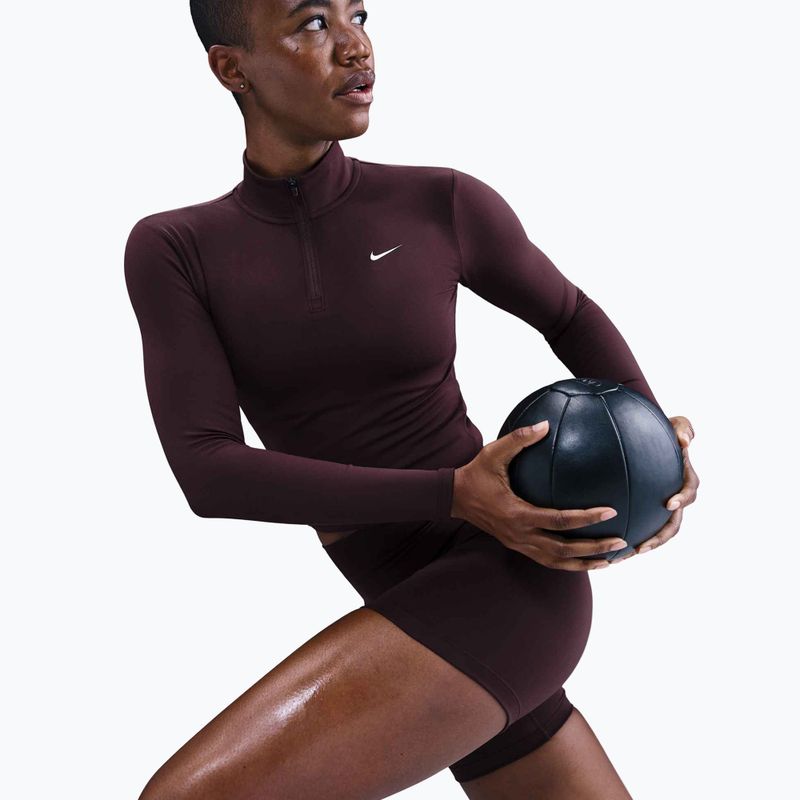 Longsleeve damski Nike One Fitted Dri-Fit 1/4 Zip Mid Layer burgundy crush/white 5