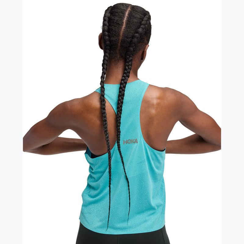 Koszulka do biegania damska HOKA Race Day Singlet cielo blue 5