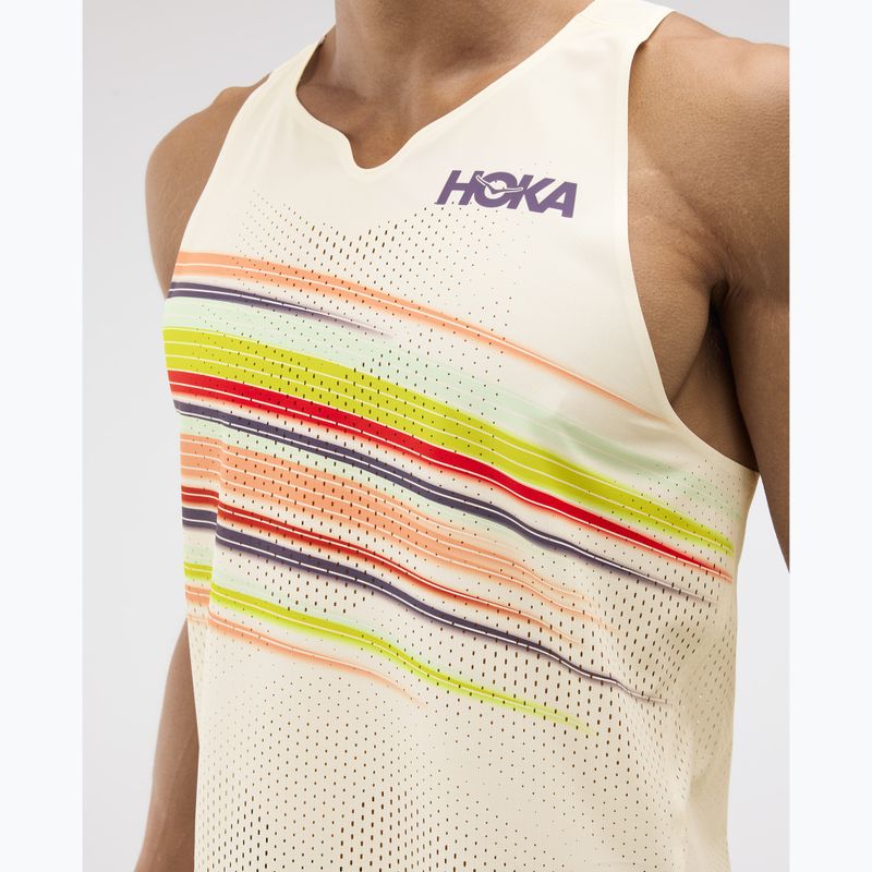 Koszulka do biegania męska HOKA Race Day Singlet alabaster flare 6