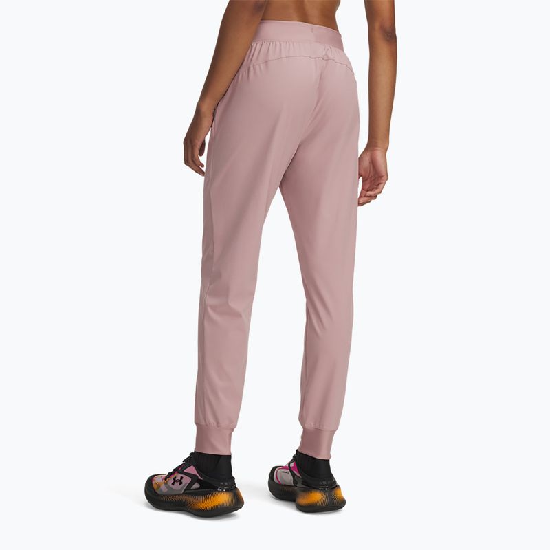 Spodnie treningowe damskie Under Armour Sport High Rise Woven tourmaline pink/maroon mist 3