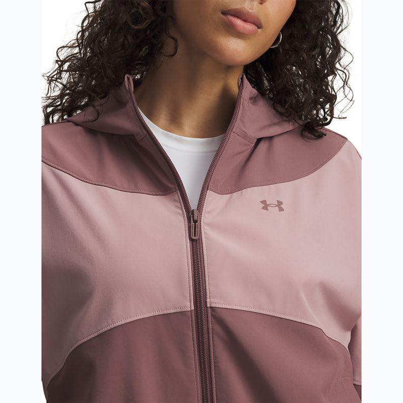 Kurtka damska Under Armour Rival Woven Hoody maroon mist tourmaline pink/maroon mist 3