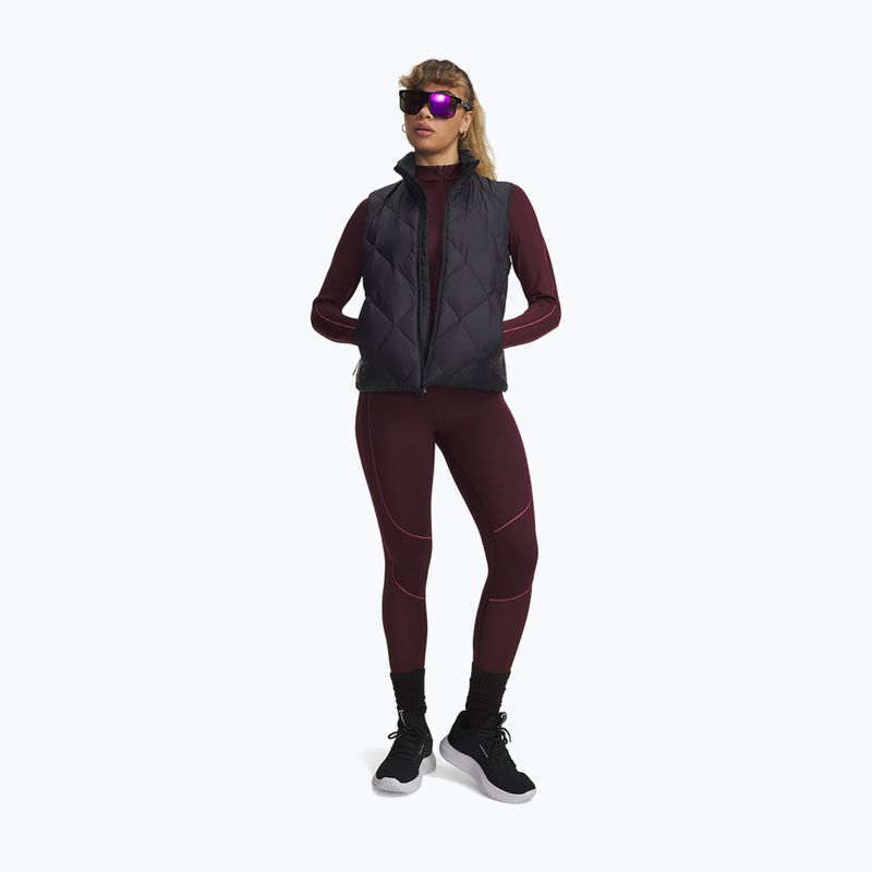 Legginsy treningowe damskie Under Armour ColdGear Textured dark maroon/fuchsia dusk/white 2
