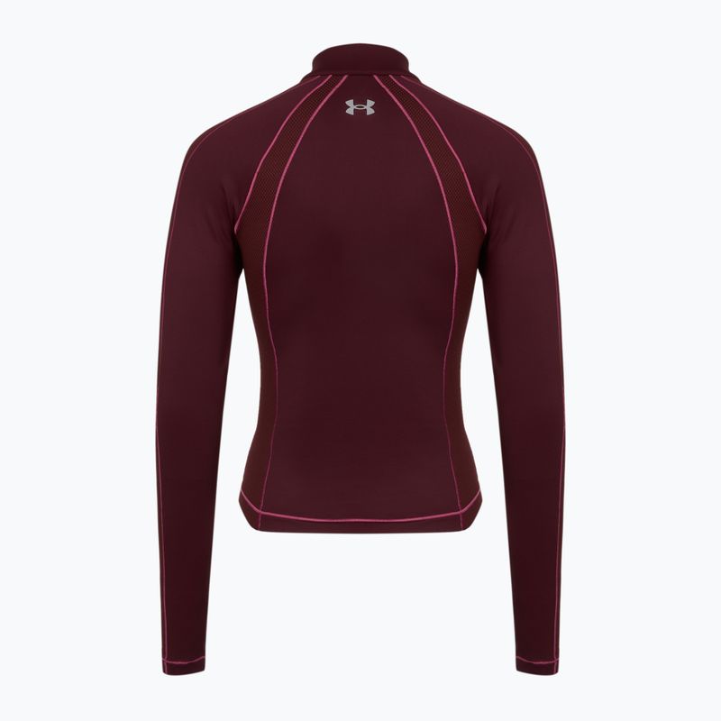 Koszulka damska Under Armour ColdGear Textured 1/2 Zip dark maroon/fuchsia dusk/metallic silver 2