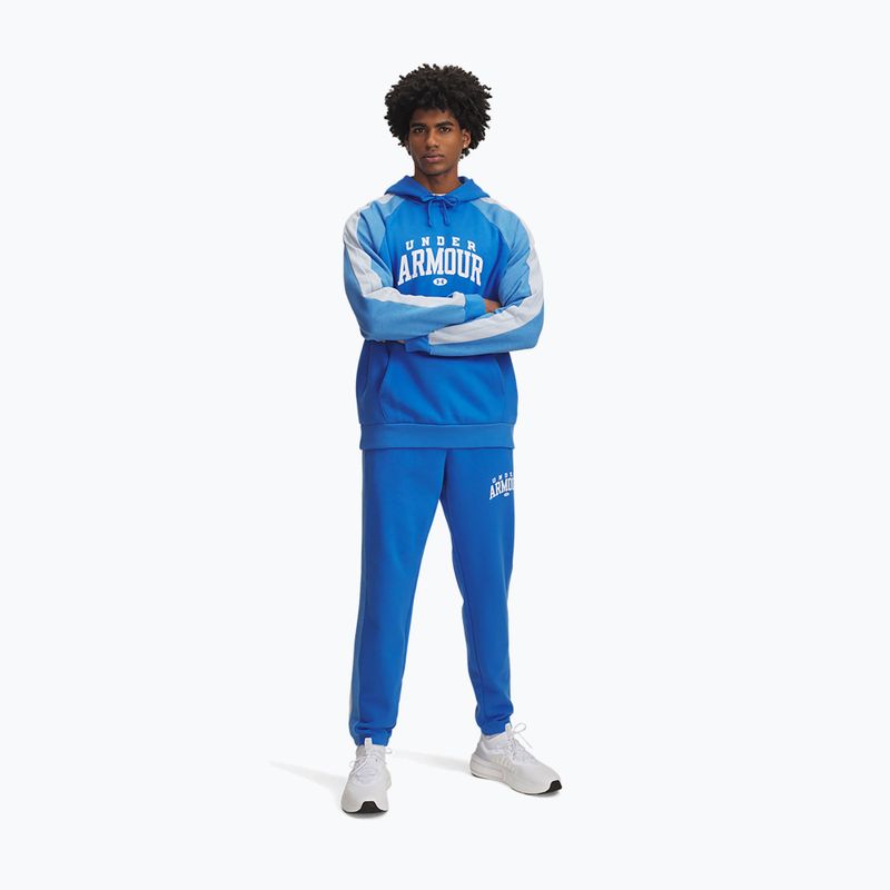 Spodnie treningowe męskie Under Armour Rival Fleece Colorblock blue atlantis/blue calm/white 2