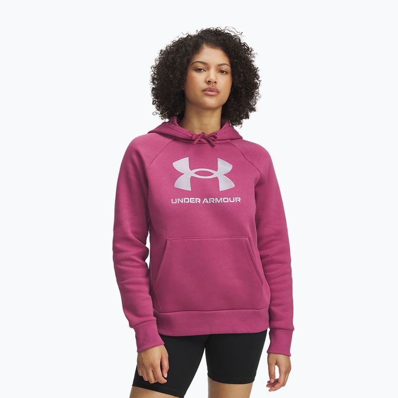 Bluza damska Under Armour Rival Feelce Shimmer Hoody fuchsia dusk/irisdescent