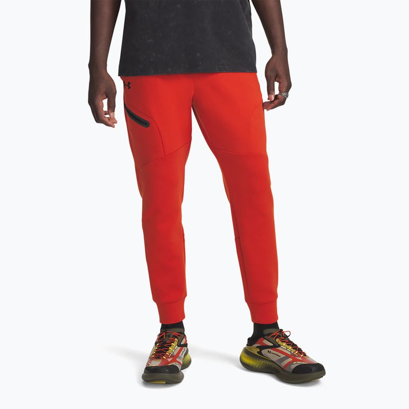 Spodnie treningowe męskie Under Armour Unstoppable Fleece Jgr surplus orange black