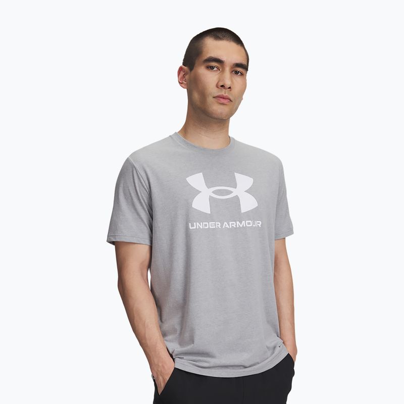 Koszulka męska Under Armour Sportstyle Logo Update steel light heather/white