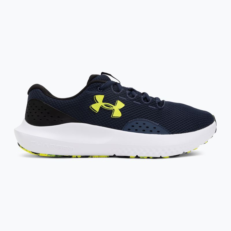 Buty do biegania męskie Under Armour Charged Surge 4 washed navy/black/high vis yellow 2
