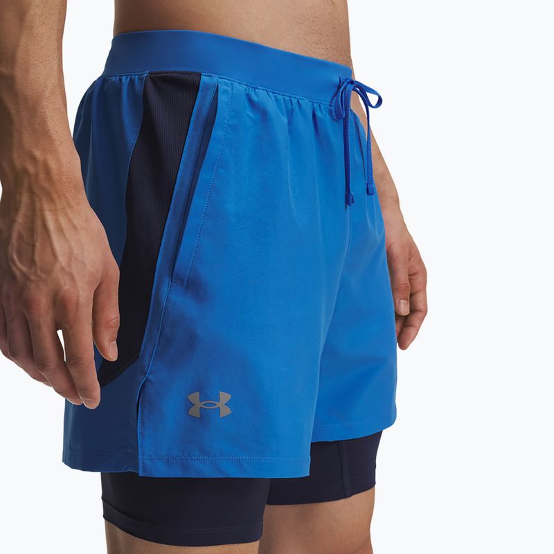 Spodenki do biegania męskie Under Armour Launch 5" 2in1 blue atlantis/washed navy/reflective 4