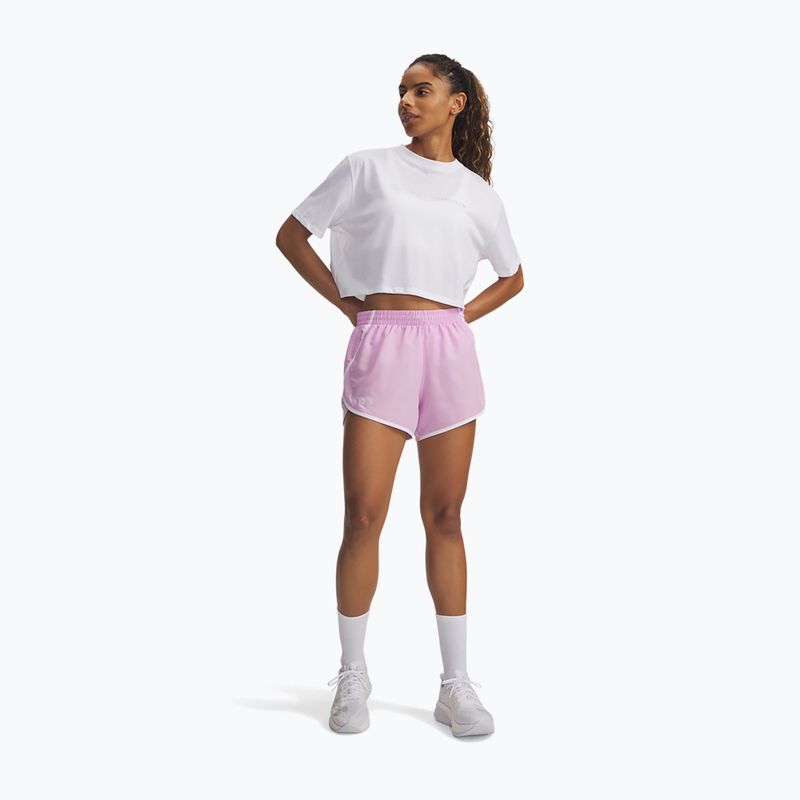 Spodenki do biegania damskie Under Armour Fly By 3" pink dawn/white 2
