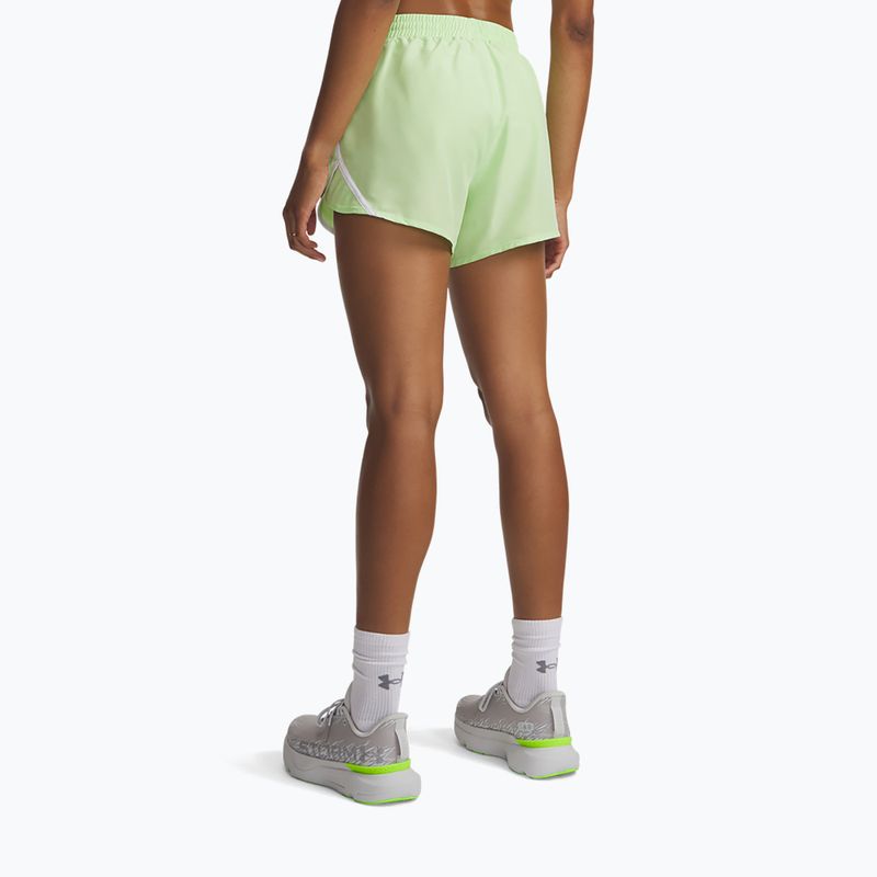 Spodenki do biegania damskie Under Armour Fly By 3" lumos lime/white 3