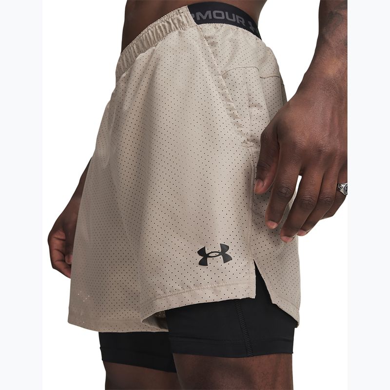 Spodenki treningowe męskie Under Armour Vanish Woven 2.0 2IN1 Shorts timberwolf taupe/black 4