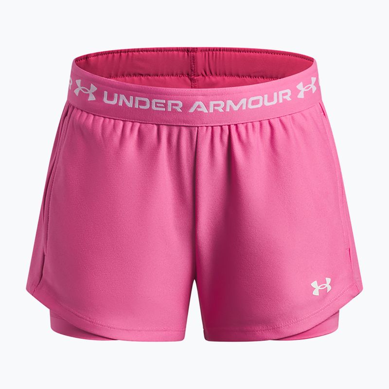Spodenki treningowe dla dzieci Under Armour UA Tech Play Up 2IN1 Shorts pink frenzy/white