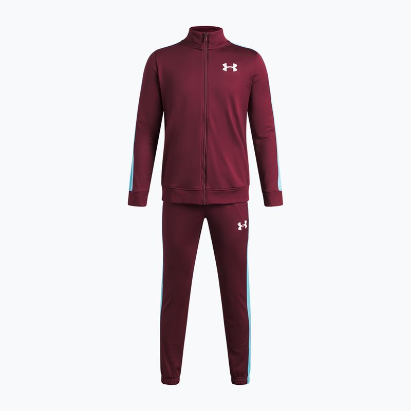 Dres dziecięcy Under Armour Knit Track Suit vintage maroon/fresco blue/white